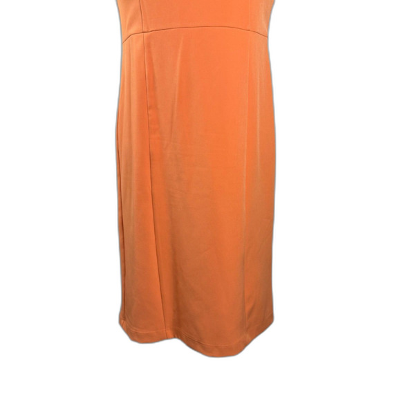 Nanette Lepore Peachy Orange Pencil Dress Tulip Sleeves Ruffle V-Neck Sz 8 2/$50 - Picture 9 of 13